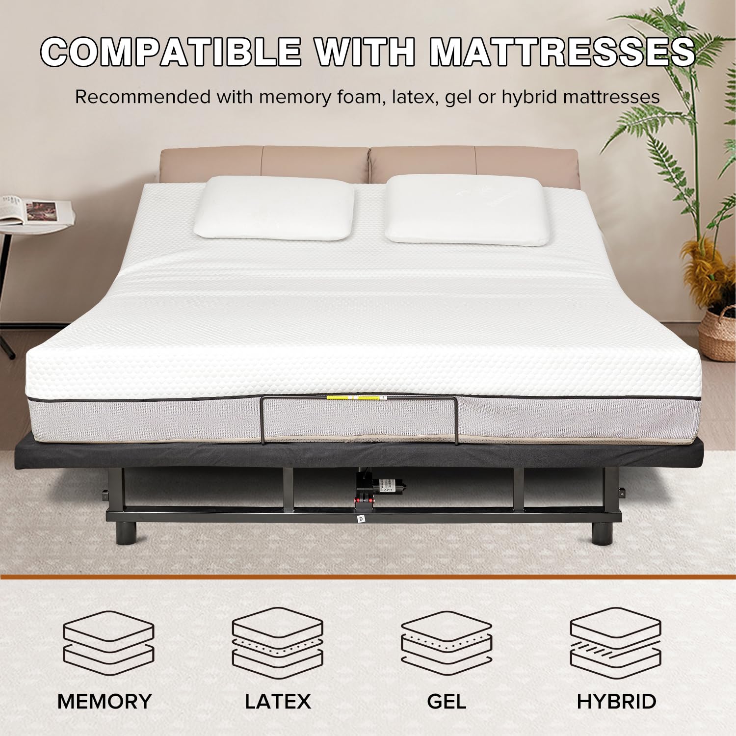 Queen Size Adjustable Bed Frame with Zero Gravity Position - Wireless Remote, Quiet Motor, Easy Assembly - Perfect for Back Pain Relief, Reading & Watching TV in Bed