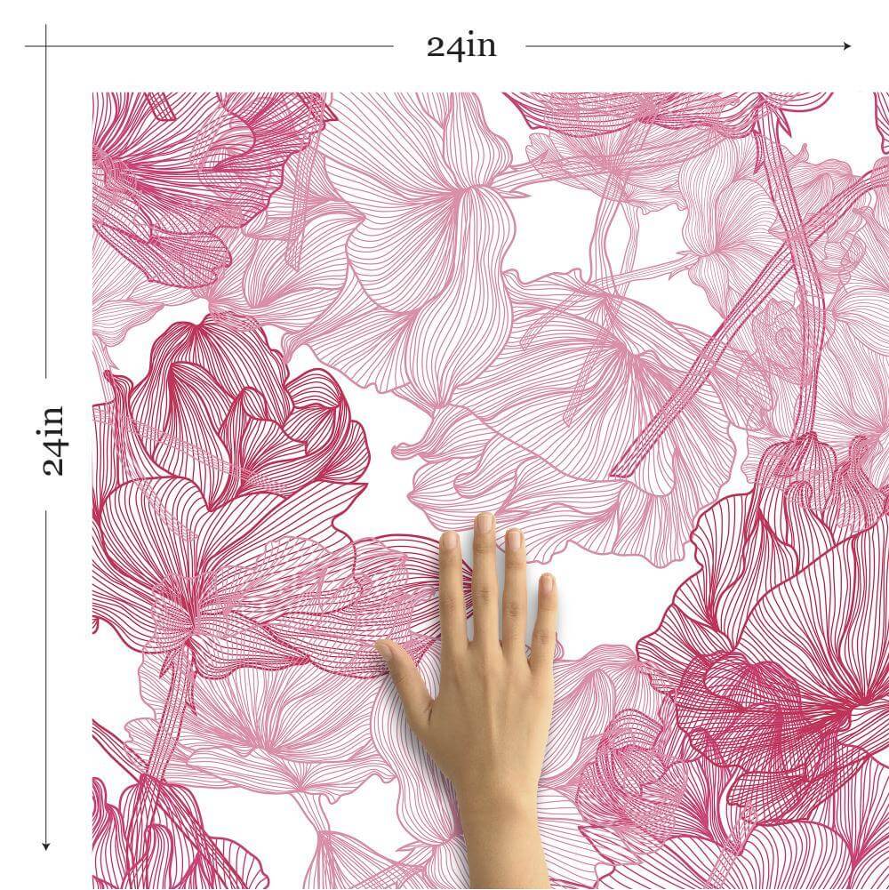 Pink and White Floral Peel and Stick Removable Wallpaper - Self-Adhesive Wall Decal for Bedroom, Nursery, Living Room Home Decor