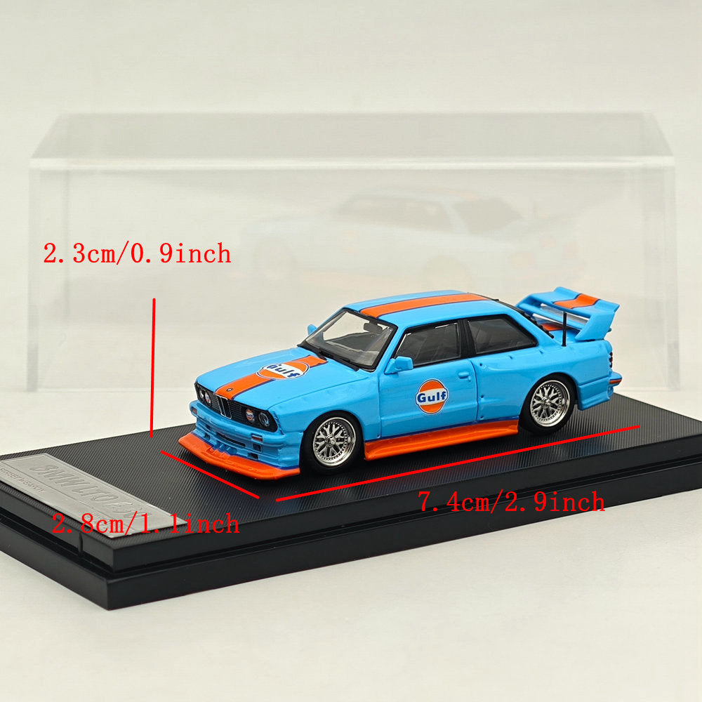1/64 Scale Street Weapon SW BMW LTO E30 M3 Gulf Blue Diecast Model Car - Collectible Miniature Vehicle for Display, Gifts & Racing Enthusiasts