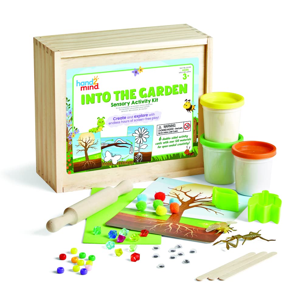 Hand2Mind Into the Garden Sensory Activity Kit for Kids – Montessori Sensory Bin with Lid, Nature & Fine Motor Toys, Play Therapy & Arts and Crafts Kits – Perfect for Home, Classroom & Therapy Sessions