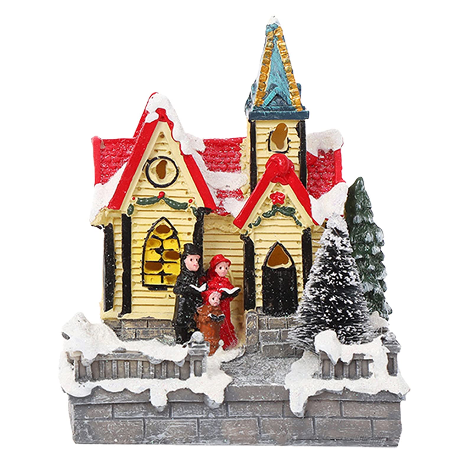 Mini Christmas Village House with LED Lights - Santa Snowman Resin House Decorations, Luminous Holiday Village Set for Tabletop, Mantel & Christmas Tree - Perfect for Home, Office & Gift Giving