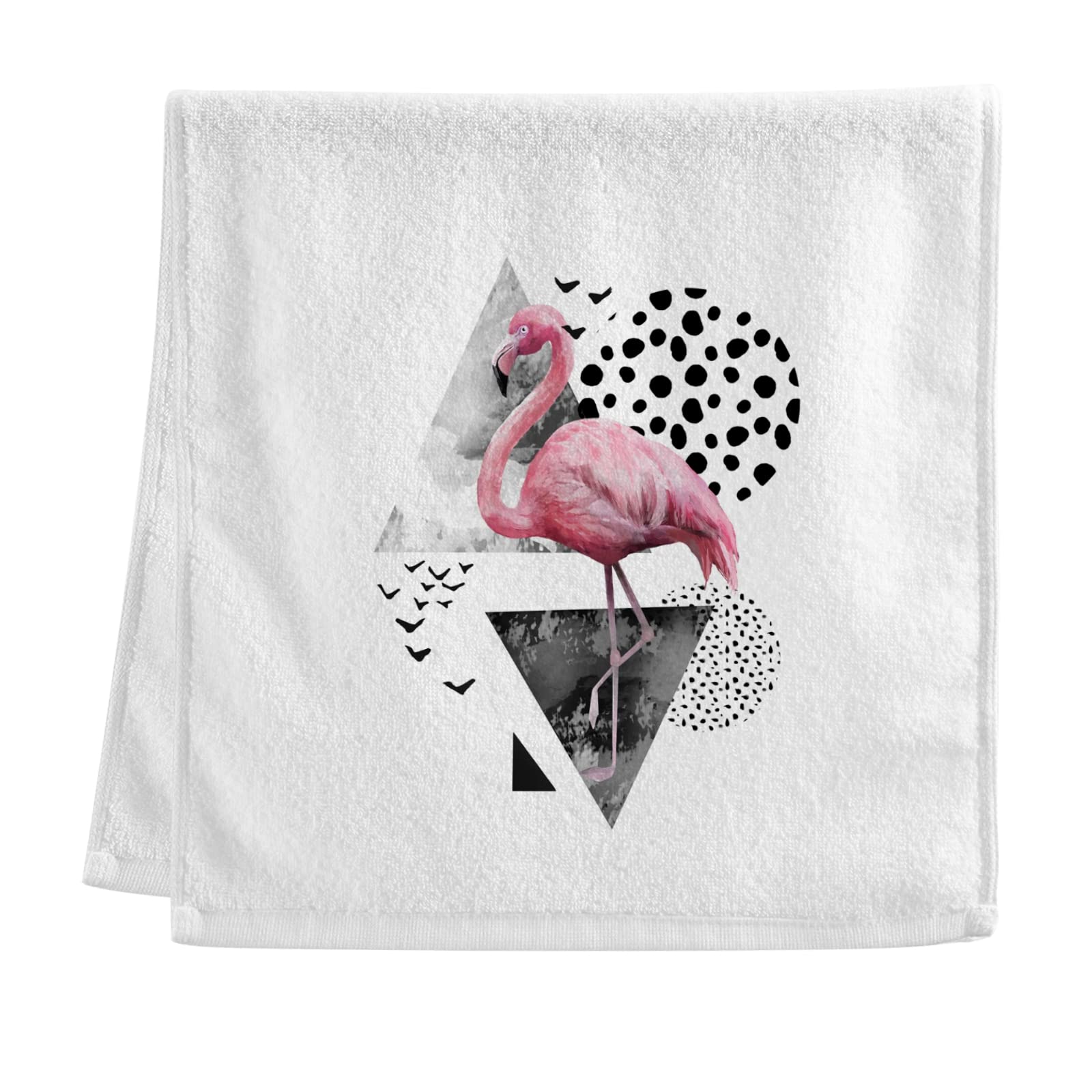 Tarity Watercolor Pink Flamingo 100% Cotton Hand Towel 15x30 Inches - Decorative Small Bath & Kitchen Towel, Soft Absorbent Fingertip Towel for Bathroom, Shower, Beach, Hotel, Tea Spa, Gym, Yoga - Perfect for Guest Use, Home Decor & Coastal Themed Spaces