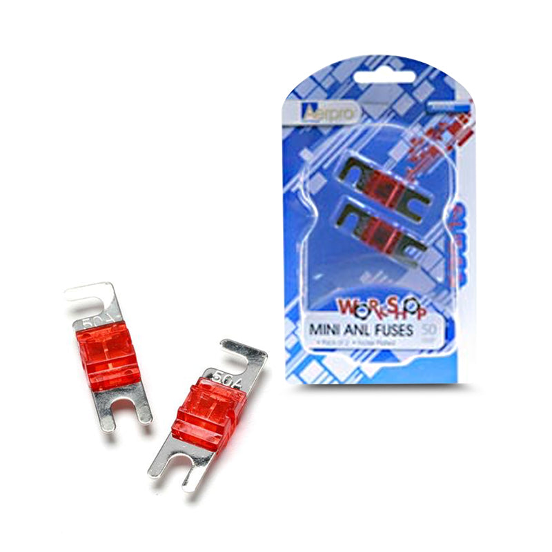 Aerpro AMA50 2-Piece Mini ANL Fuse Kit - High Current Protection for Car Audio, Marine & RV Electrical Systems