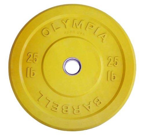 Ader 25 Lbs Cast Steel Yellow Rubber Bumper Plates - Pair for Weightlifting, CrossFit, and Home Gym Workouts - Durable Olympic Weight Plates for Strength Training and Fitness