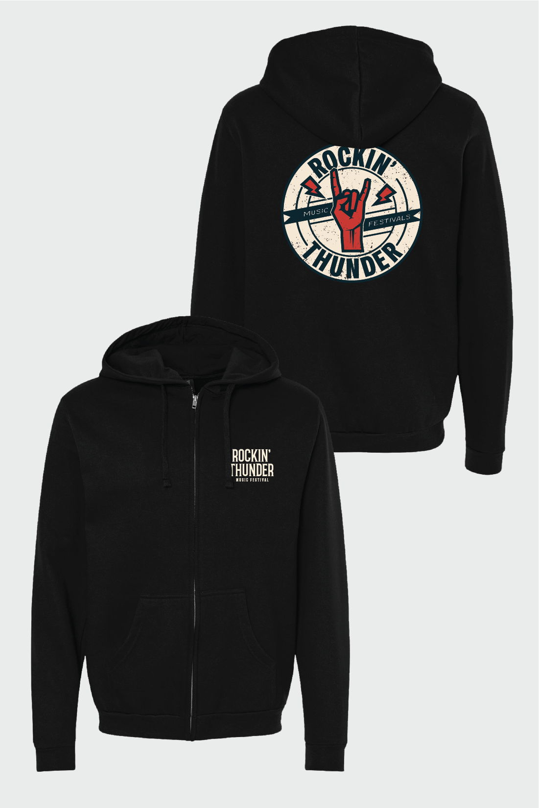 Rockin' Thunder Zip Hoodie for Men & Women - Stylish Fleece Jacket with Front Pockets | Perfect for Outdoor Activities, Casual Wear & Street Fashion