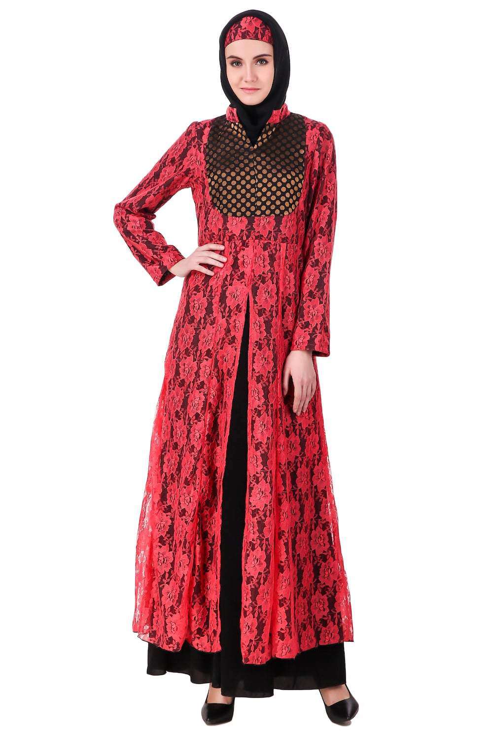 Elegant Dual Color Eid Abaya for Women - Stylish Islamic Dress for Prayer & Special Occasions