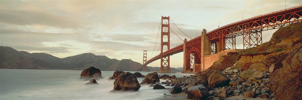 Peel & Stick Wall Murals - Golden Gate Bridge with Sea Rocks (84
