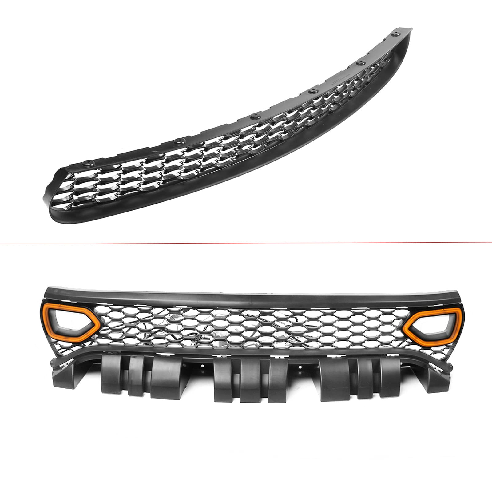 IKON MOTORSPORTS Upper & Lower Grilles with LED Lights for 2015-2023 Dodge Charger | SRT Style Front Grille with Air Ducts | Perfect for Car Enthusiasts & Custom Upgrades (2015-2023 Models)