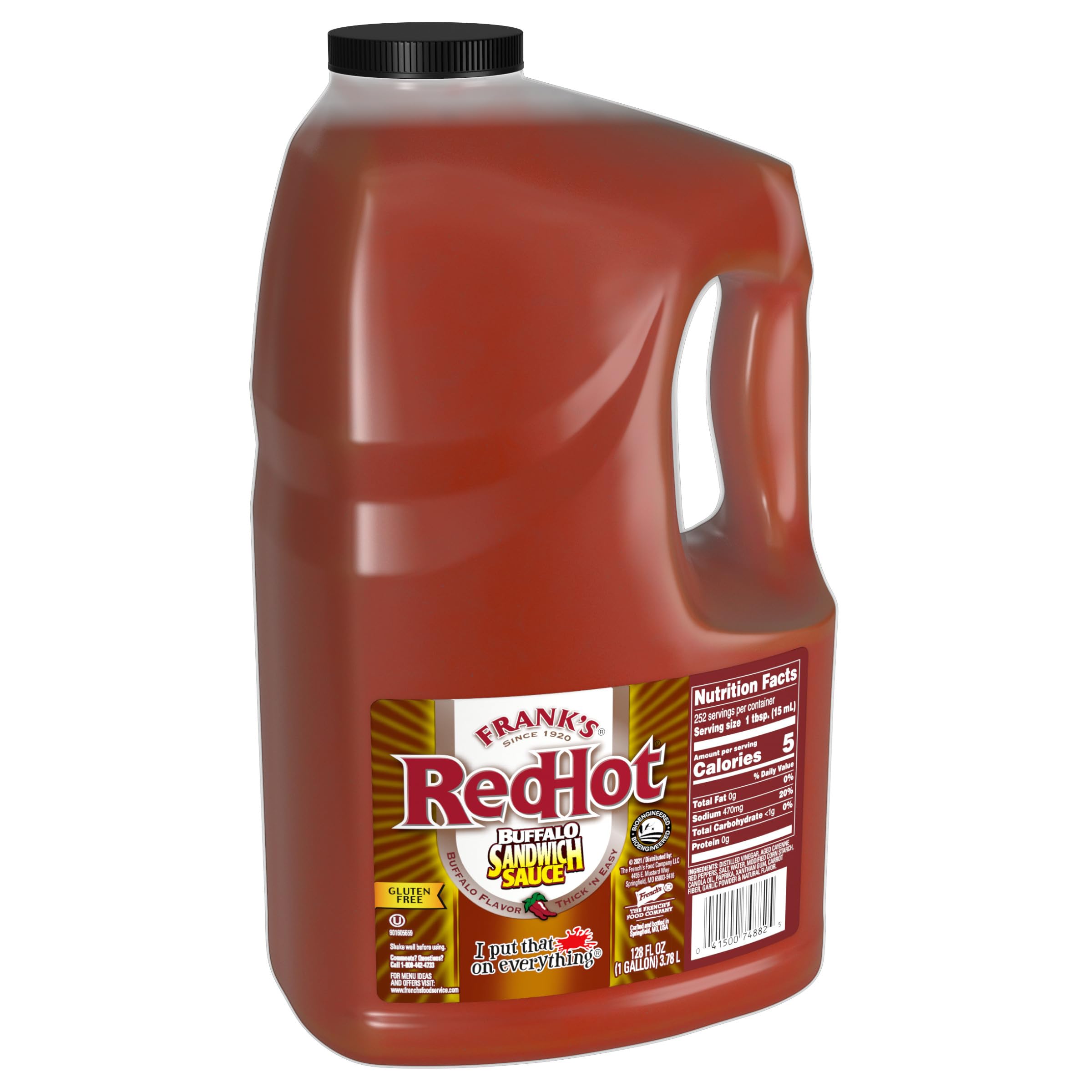 Frank's RedHot Buffalo Sandwich Sauce - 1 Gallon Jug of Thick & Spicy Hot Sauce for Sandwiches, Burgers, Wings & Dips | Perfect for Restaurants, Catering & Home Cooking