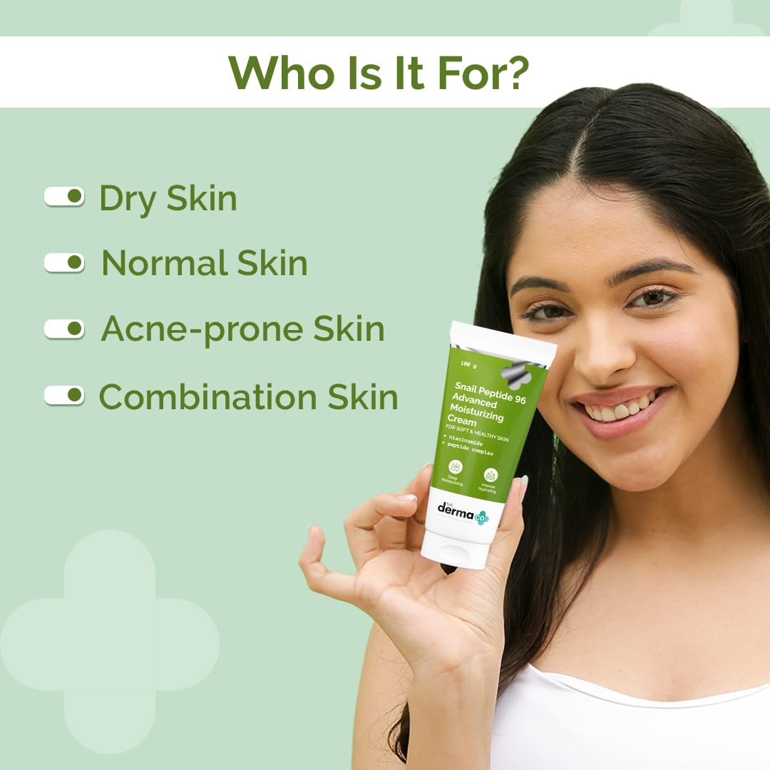 The Derma Co Snail Peptide 96 Advanced Moisturizing Face Cream with Snail Mucin, Niacinamide & Peptide Complex | 24-Hour Hydration | Deep Nourishment for Dry & Sensitive Skin | Korean Skincare Routine (100g) | Perfect for Night Care & Daily Moisturizing