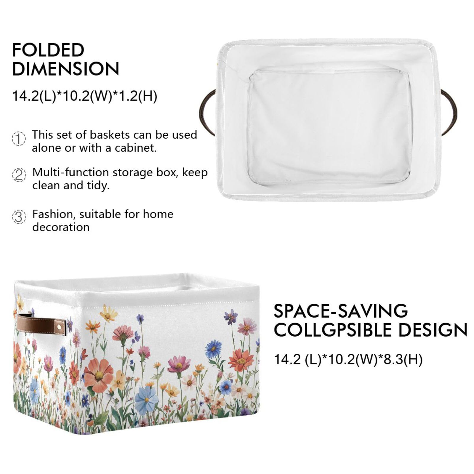 2-Pack Large Square Storage Baskets with Handles - Foldable Multi-Functional Organizer for Closet, Shelf & Home | Perfect for Toys, Books, Clothes & Home Decor - Ideal for Nursery, Bedroom & Living Room Storage Solutions