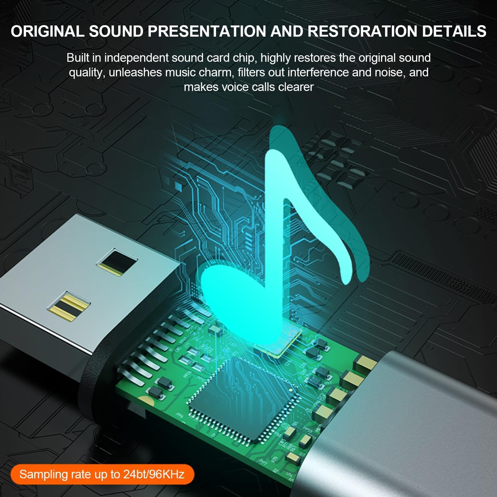 USB External Sound Card with 3.5mm Headphone Jack - Plug & Play Audio Adapter for Gaming Headsets (Perfect for League of Legends, PC Gaming & Online Meetings)