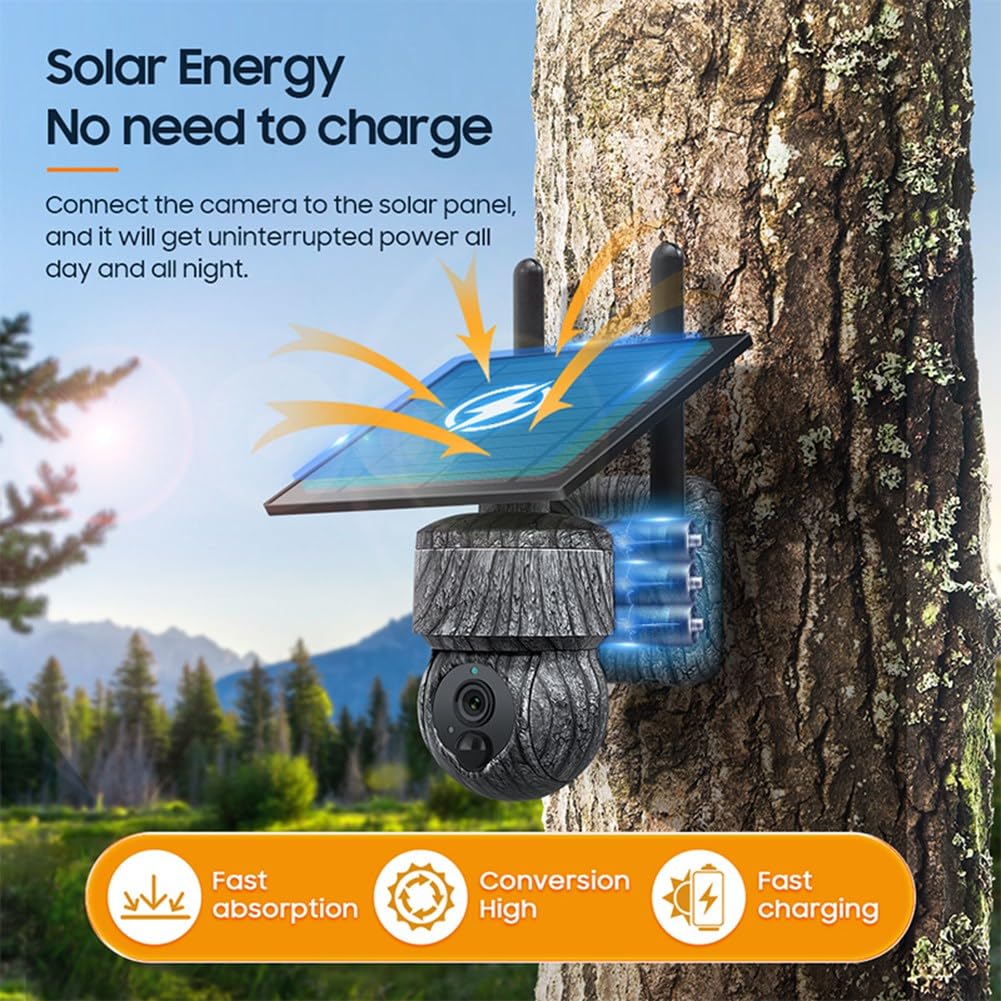 HUPYOMLER 3MP 4G SIM Solar PTZ Security Camera - Wireless Outdoor IP Camera with Solar Panel, Two-Way Audio, Night Vision & Easy Installation - Ideal for Home Security, Farm Monitoring, and Business Surveillance