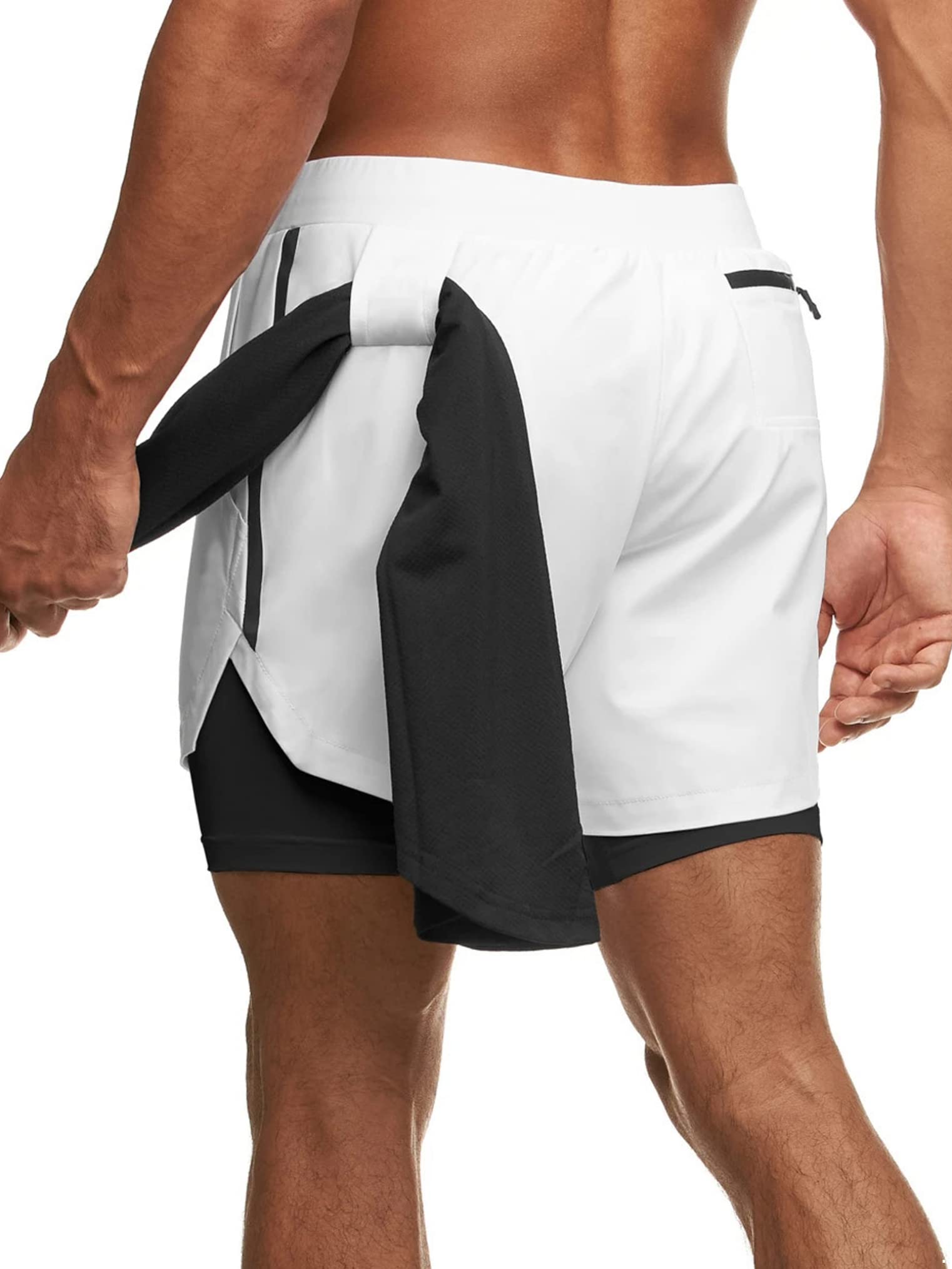 Freebily Men's Quick Dry 2-in-1 Gym Workout Shorts - Bodybuilding, Running & Athletic Training Shorts for Activewear | Perfect for Gym, Jogging & Outdoor Sports