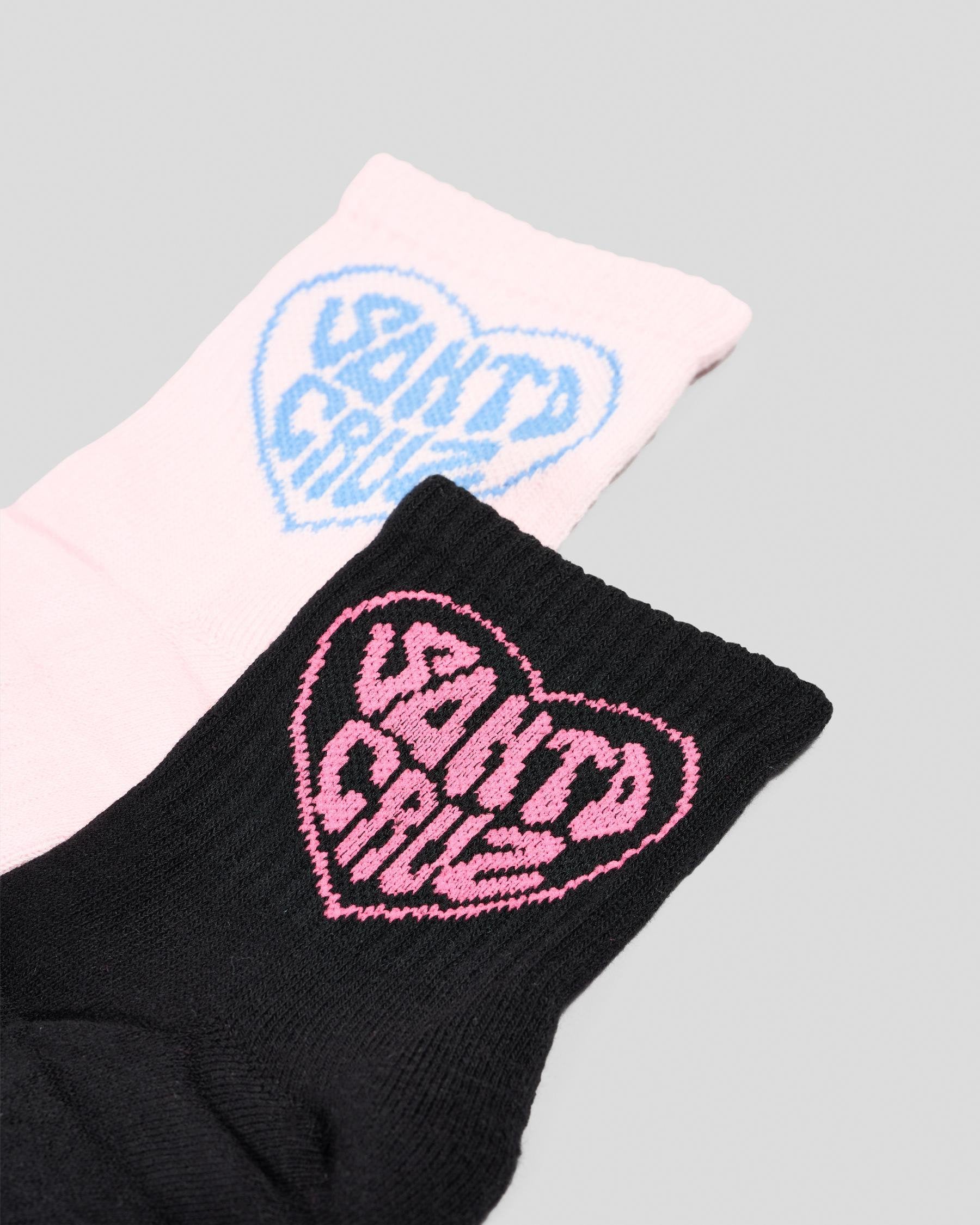 Santa Cruz Balloon Heart Mid Socks 2 Pack - Cute Cartoon Crew Socks for Women & Men - Perfect for Casual Wear, Skateboarding & Gift Giving