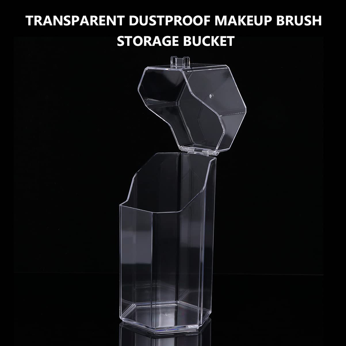 Clear Makeup Brush Holder with Cover - Vanity & Desk Organizer for Beauty Tools