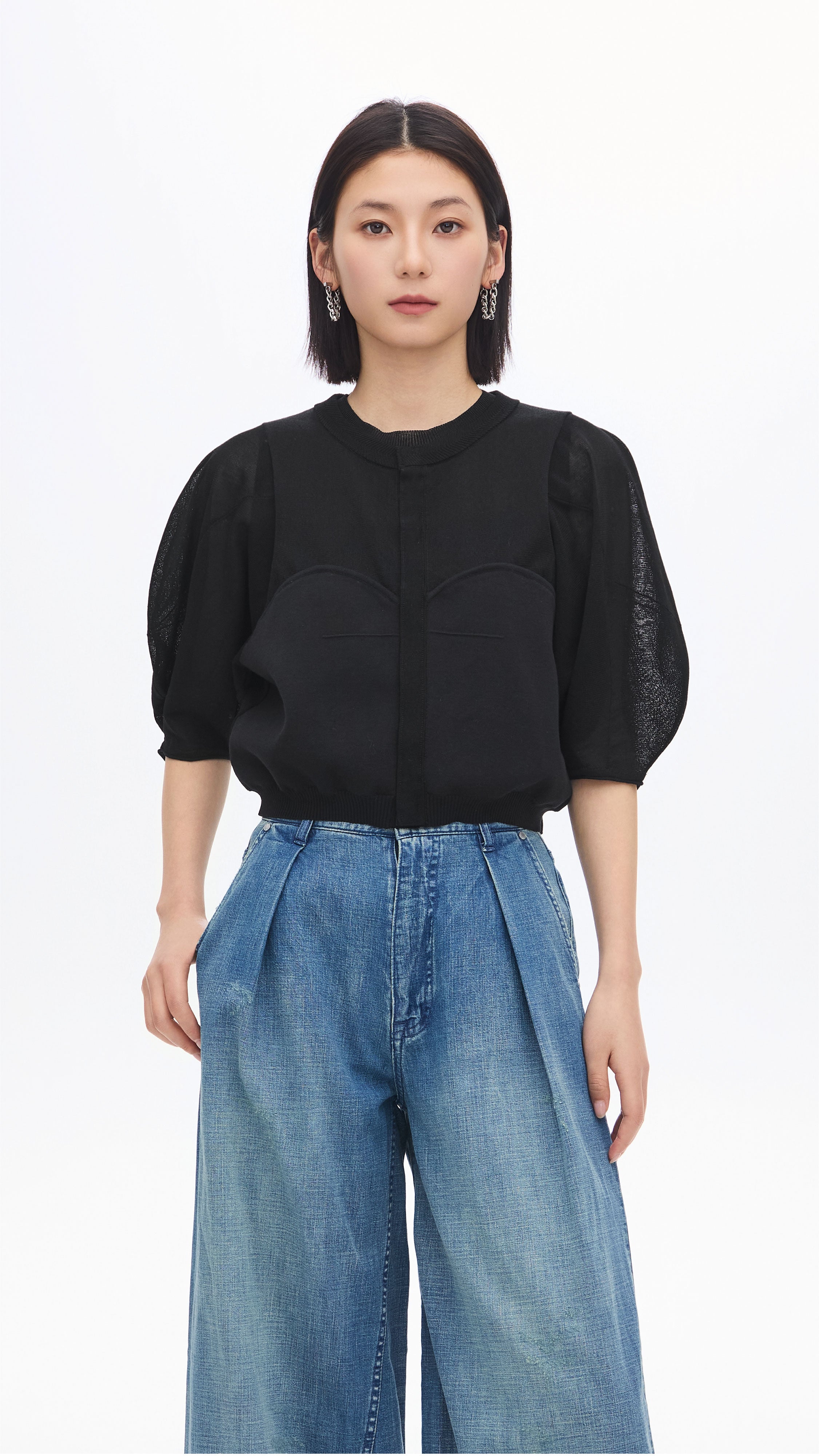 Stylish Puff Sleeve Knit Top for Women - Trendy Casual & Party Wear - Perfect for Date Nights, Office Outfits & Weekend Looks