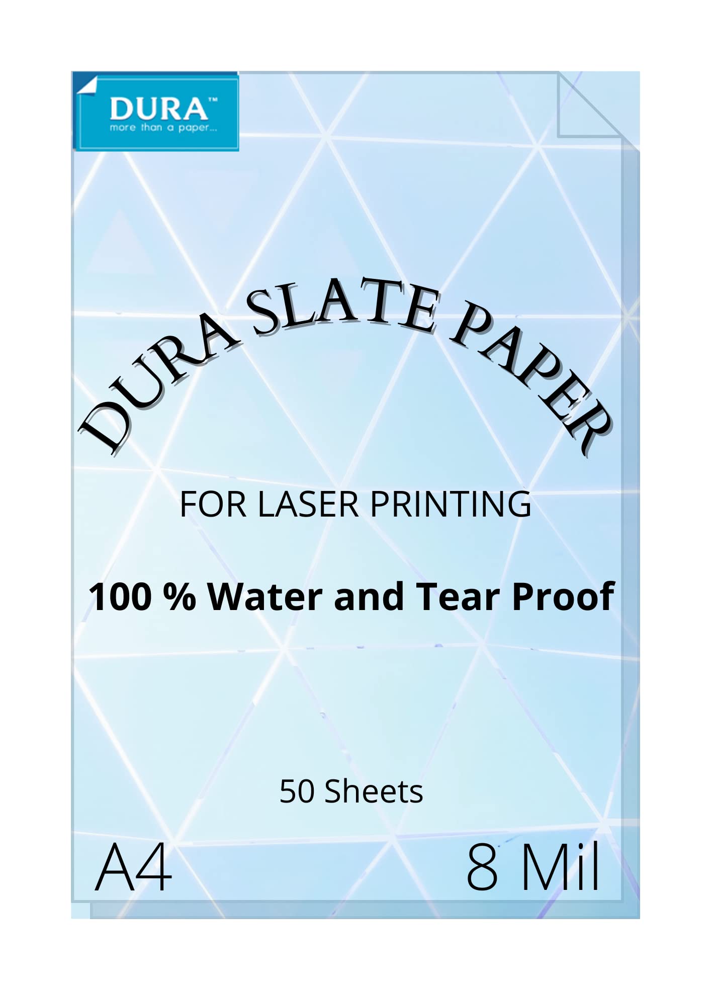 DuraSlate Waterproof Laser Printer Paper - 50 Sheets A3 Size (8 Mil) - Tear-Resistant for Outdoor Signs, Menus, and Labels - Ideal for Home, Office, and Commercial Use