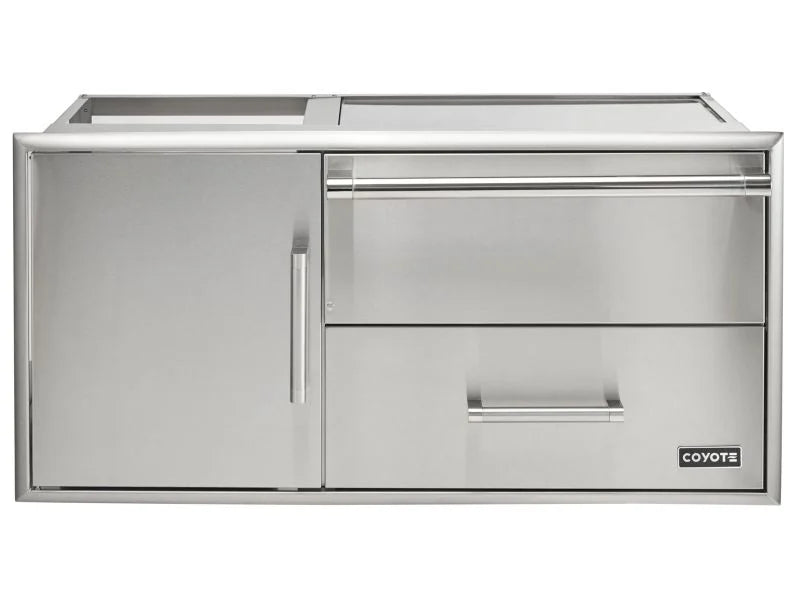 Coyote Grills 42-Inch Outdoor Gas Grill with Access Door, Storage Cabinet & Warming Drawer - Perfect for Backyard BBQs, Tailgating, and Outdoor Entertaining