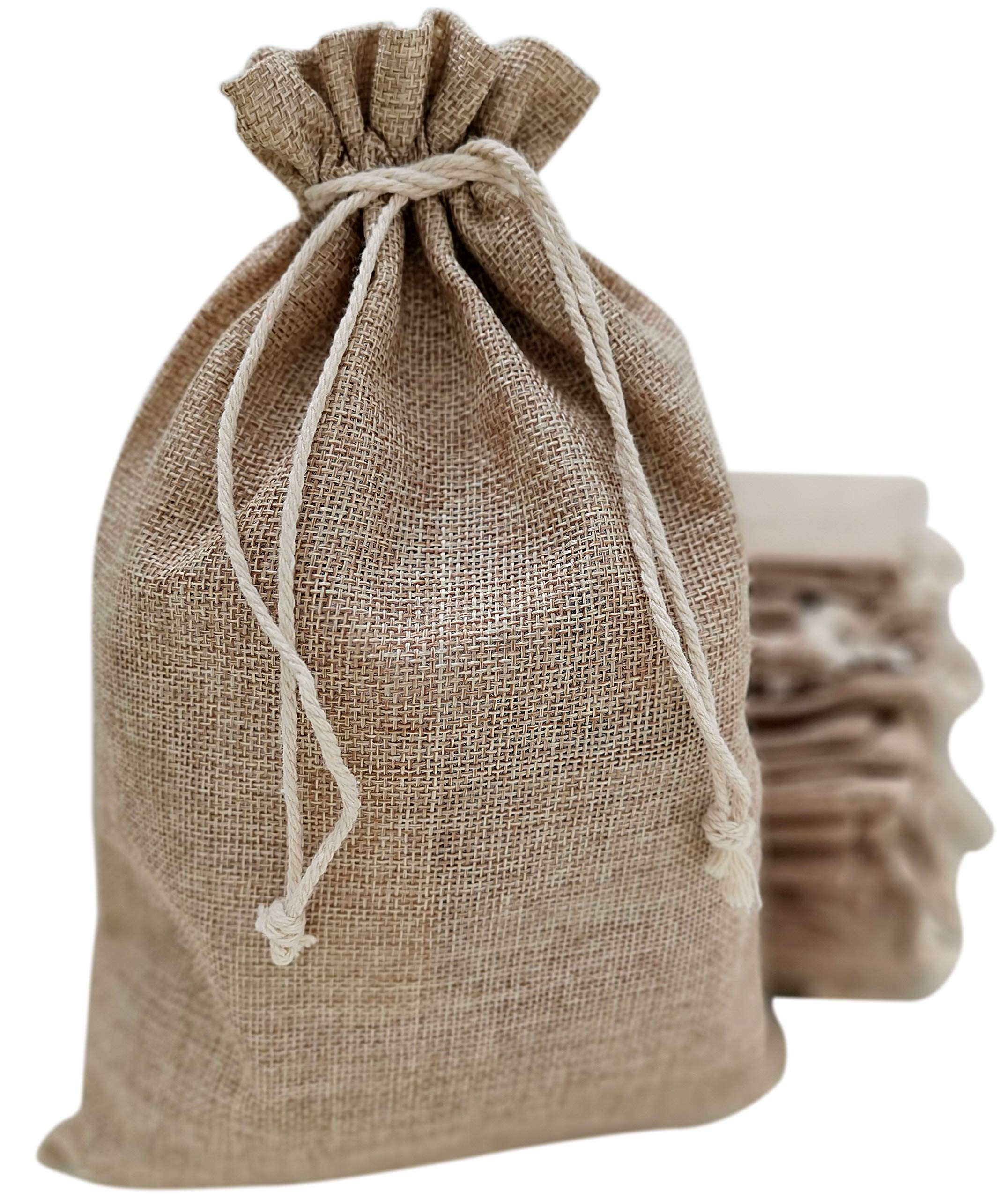 25 Pack 8x12 Inch Burlap Drawstring Bags - Reusable Eco-Friendly Grocery, Storage & Gift Bags for Christmas, Weddings, Birthdays & Party Favors | Perfect for Holiday Wrapping, Kitchen Organization & Home Decor
