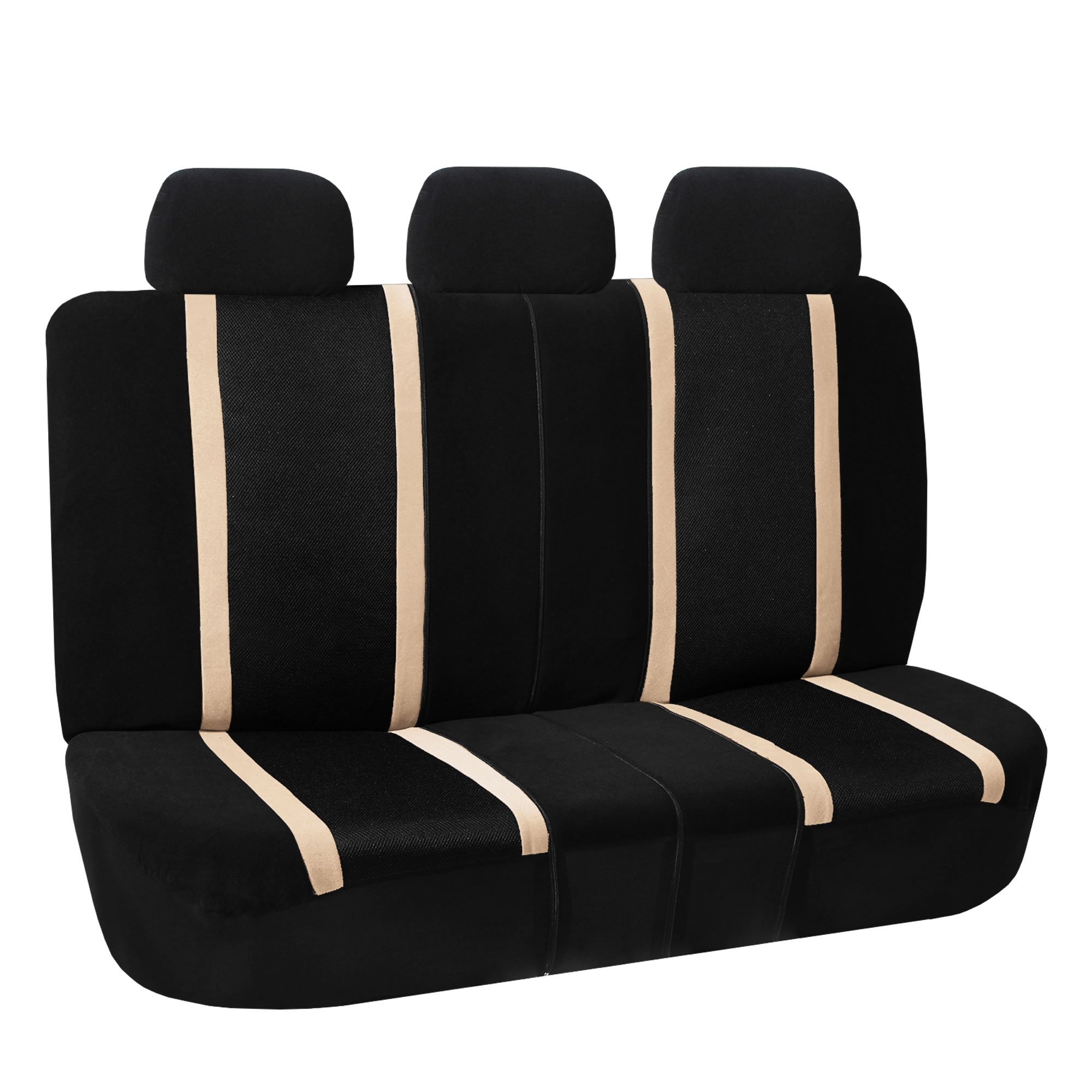 Premium FH Group Sports Car Seat Cover - Universal Fit for Cars, Trucks & SUVs - Split Bench Design with Detachable Headrests - Beige Interior Accessories - Perfect for Daily Commute, Road Trips & Off-Road Adventures