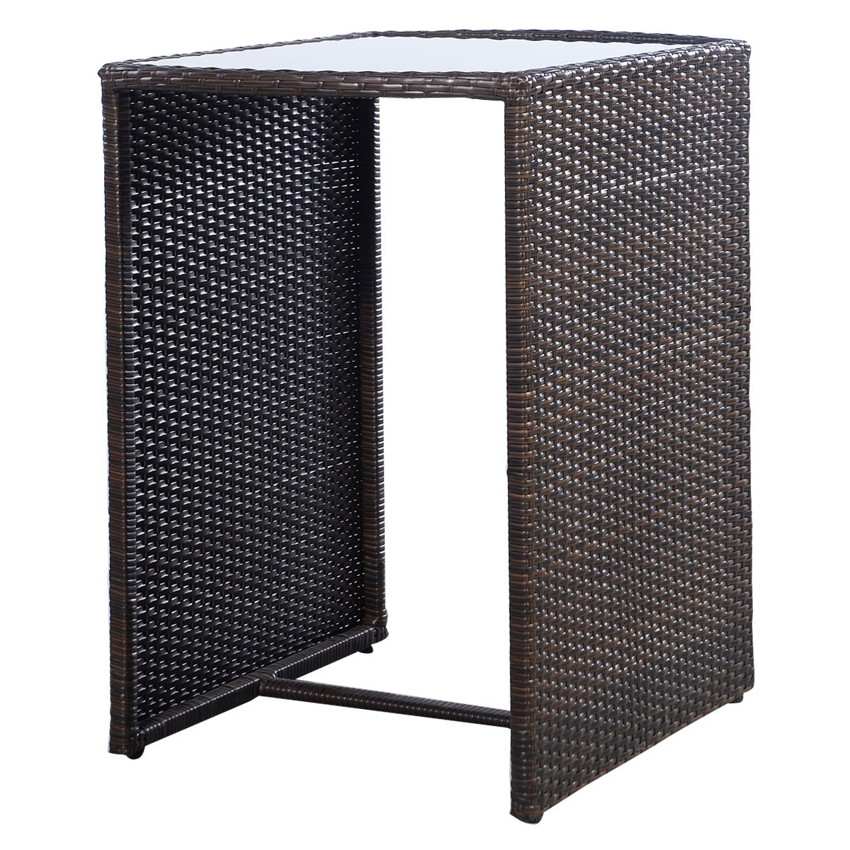 Casart 3-Piece Wicker Patio Set with Glass Top Coffee Table & 2 Chairs - Outdoor Dining Furniture for Lawn, Garden, Balcony, Poolside & Backyard Relaxation