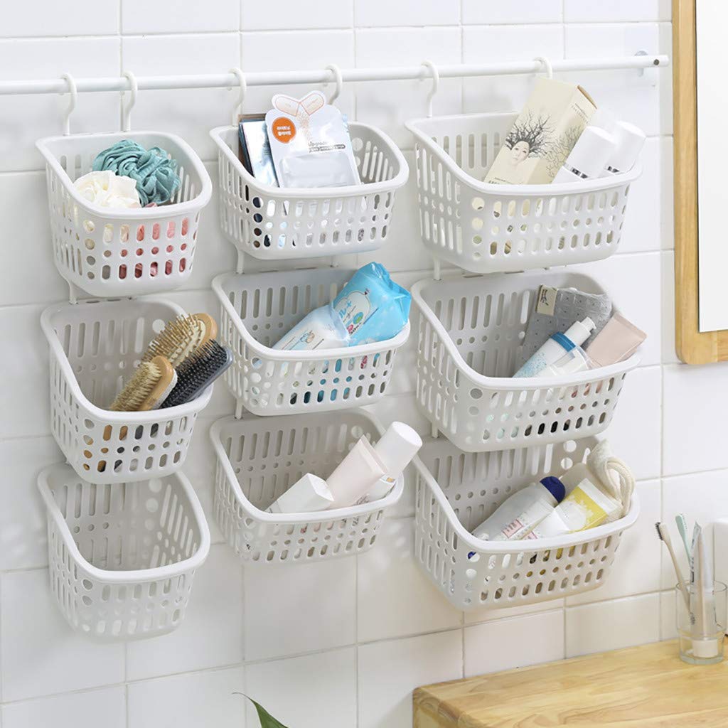 Plastic Hanging Shower Basket with Hook - Bathroom & Kitchen Storage Organizer - Space-Saving Caddy for Pantry, Dorm, Office - Perfect for Small Spaces & Clutter-Free Organization