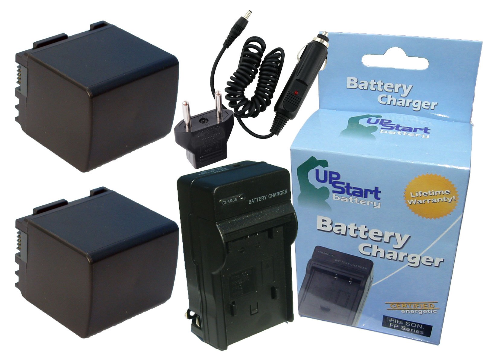 2 Pack Replacement BP-819 Battery & Charger with Car/EU Adapters for Canon Digital Camcorders - 2700mAh 7.4V Lithium-Ion (Compatible with Canon BP-819) - Perfect for Travel, Vlogging & Outdoor Photography
