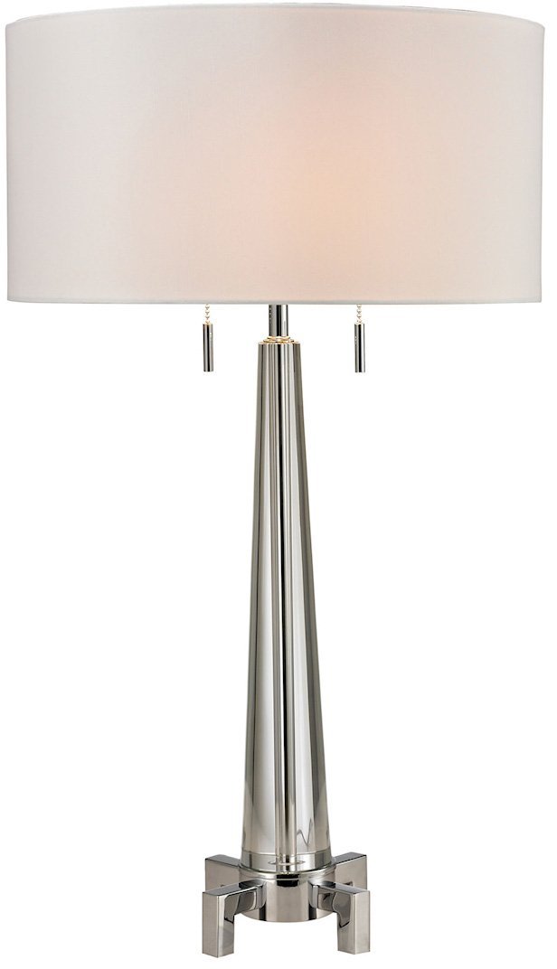 Elk Lighting Bedford Solid Crystal 2-Light LED Table Lamp in Polished Chrome - Elegant Home Office & Living Room Decor Lighting