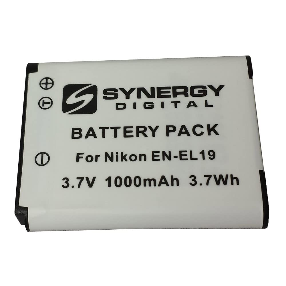 Synergy EN-EL19 Replacement Battery for Nikon S5200 Digital Camera - 3-Pack Li-Ion 3.7V 1000mAh - Compatible with Nikon EN-EL19 - Perfect for Travel, Photography & Backup Power