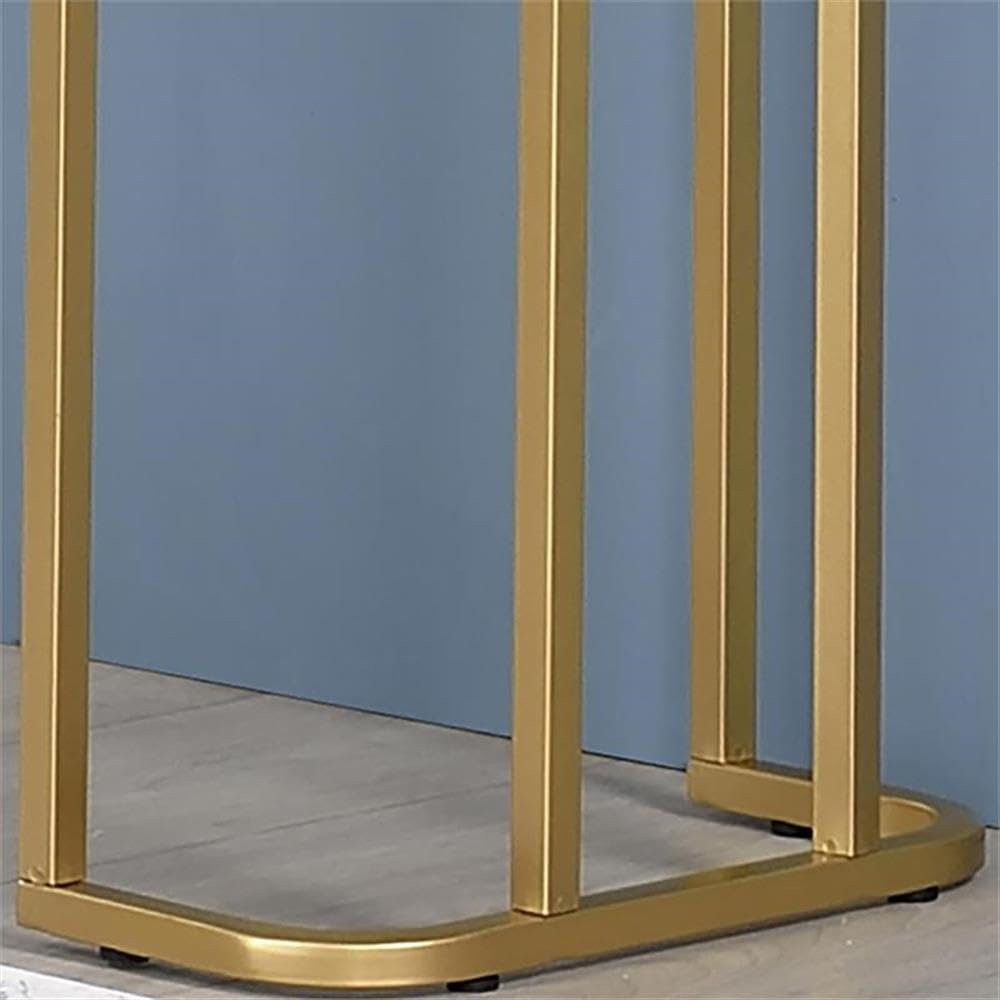 BOWERY HILL Modern White and Gold Metal Console Table - Elegant Entryway Furniture for Hallway, Living Room & Foyer Decor