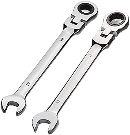 2-Piece Metric Flex-Head Ratcheting Wrench Set (10mm & 17mm) - Professional Chrome Vanadium Steel Spanner with 72 Teeth & 12-Point Design - Perfect for DIY Projects, Plumbing, Bicycle Repair & Home Maintenance