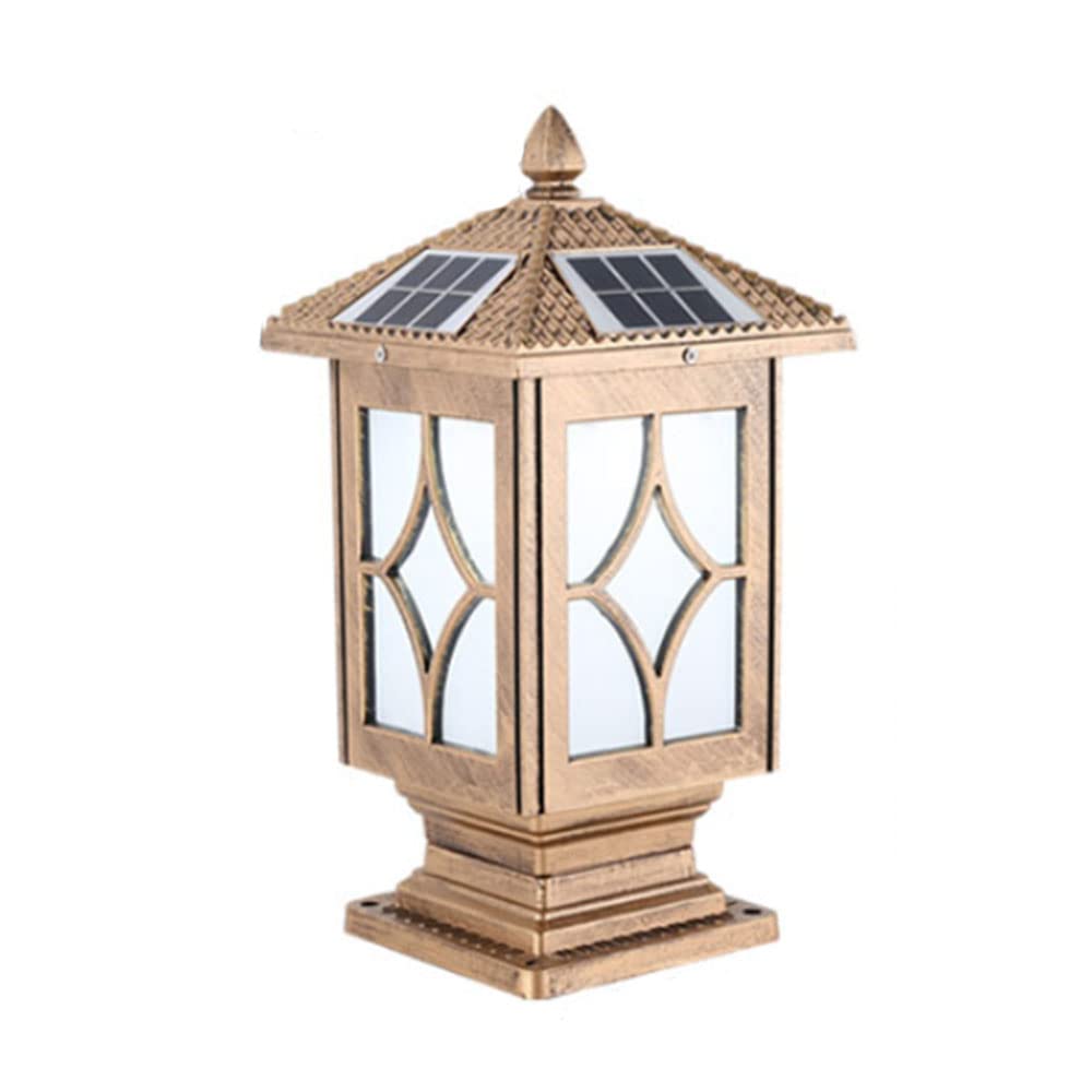 Waterproof Solar LED Fence Post Lights - Vintage Outdoor Pillar Lights with Remote Control, Adjustable Brightness for Lawn, Garden, Street & Courtyard - Perfect for Home, Villa & Gate Lighting at Night