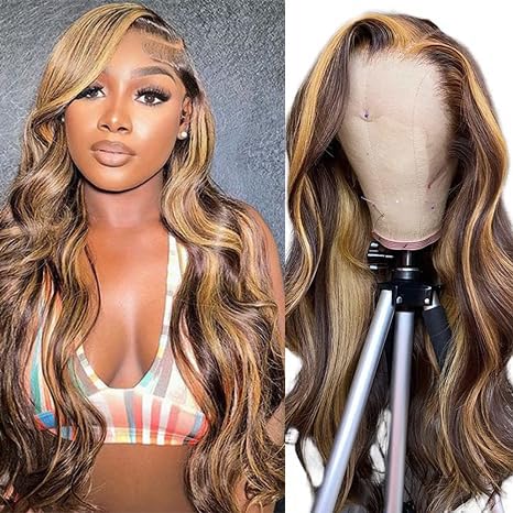 Ombre Lace Front Wig Human Hair 30 Inch - 180% Density 13x4 HD Transparent Lace with Pre-Plucked Hairline & Baby Hair - P4/27 Colored Lace Frontal Wigs for Women | Perfect for Daily Wear, Cosplay, Parties & Special Occasions