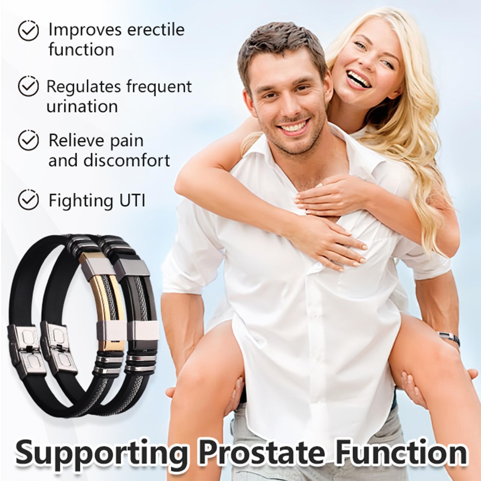 BiancatTM ProstaPower Magnetic Copper Wristband for Men & Women - 99.9% Pure Copper Lightweight Bracelet - AEXZRTM Magnetic Prostate Support Band - Black - Relieve Pain & Improve Circulation - Ideal for Arthritis, Joint Pain & Daily Wellness