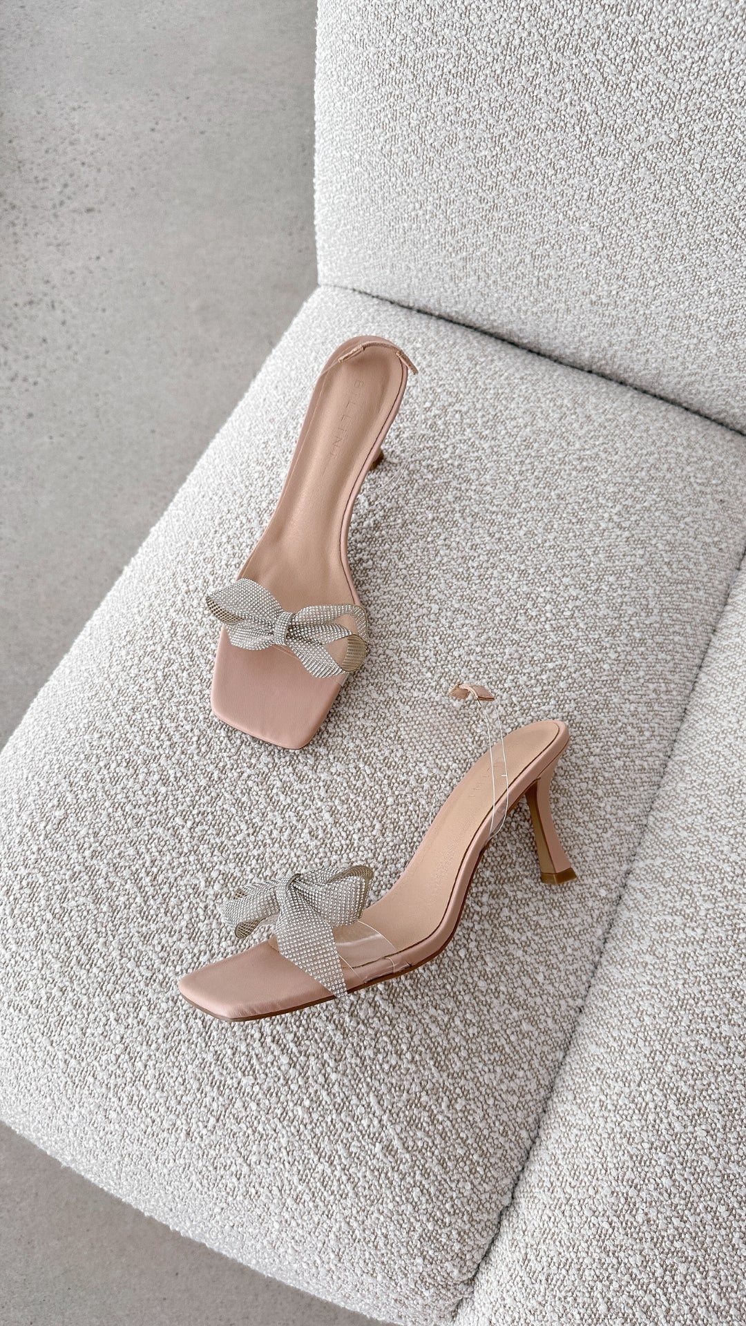 Jasmina Women's High Heels - Nude & Clear Strappy Sandals for Parties, Weddings & Evening Events