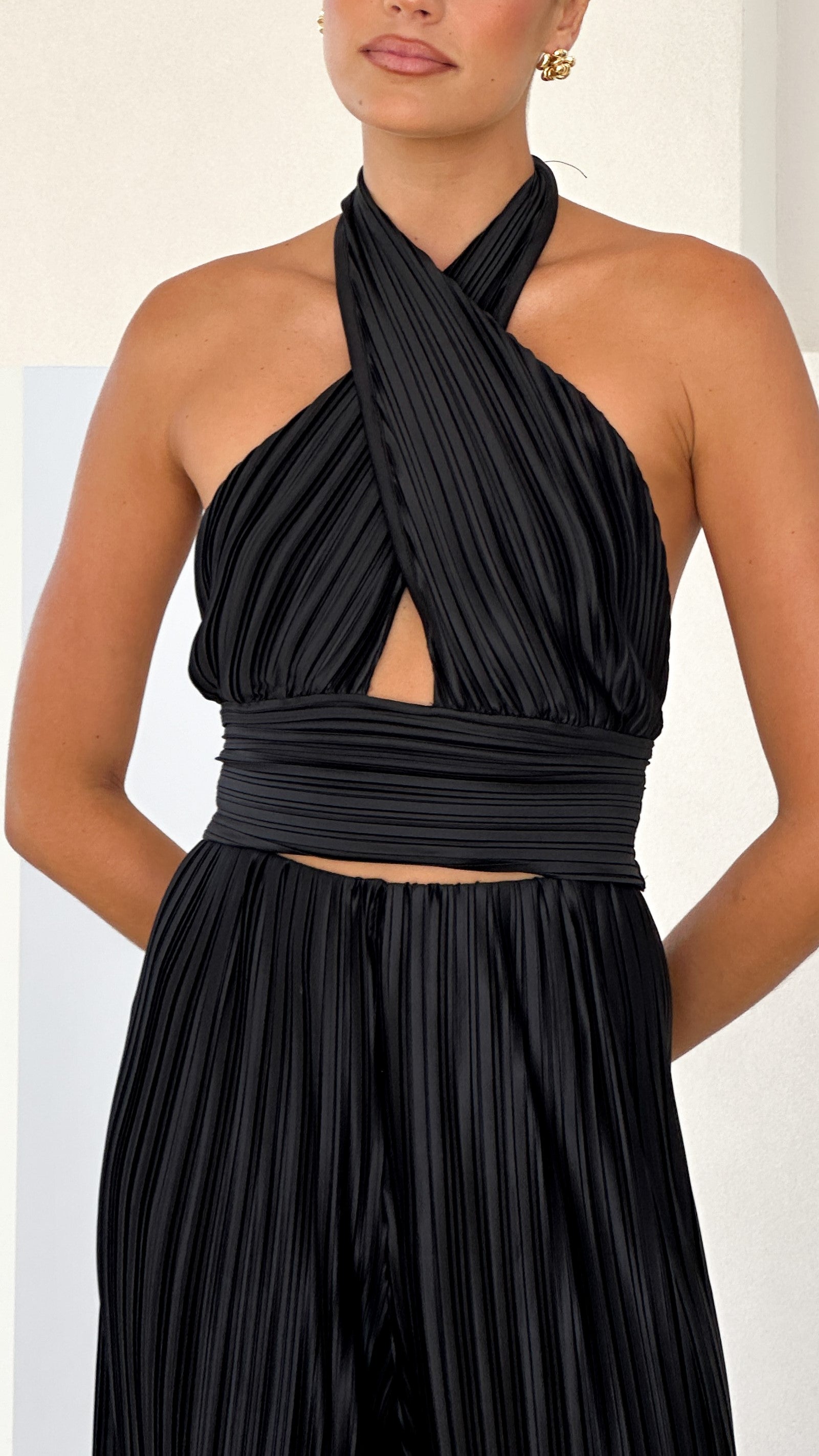 Frances Halter Neck Top for Women - Black Summer Sleeveless Blouse | Perfect for Beach, Party & Casual Wear