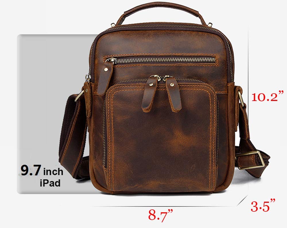 EURYNOME Genuine Full Grain Leather Messenger Bag for Men - Stylish & Durable Crossbody Shoulder Bag for Work, Travel & Daily Commute