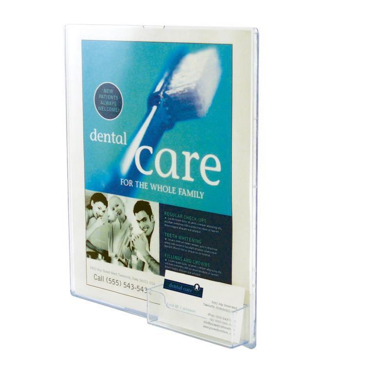 A4 Wall Sign & Menu Holder with Business Card Slot - Portrait Style for Restaurants, Cafes & Retail Stores