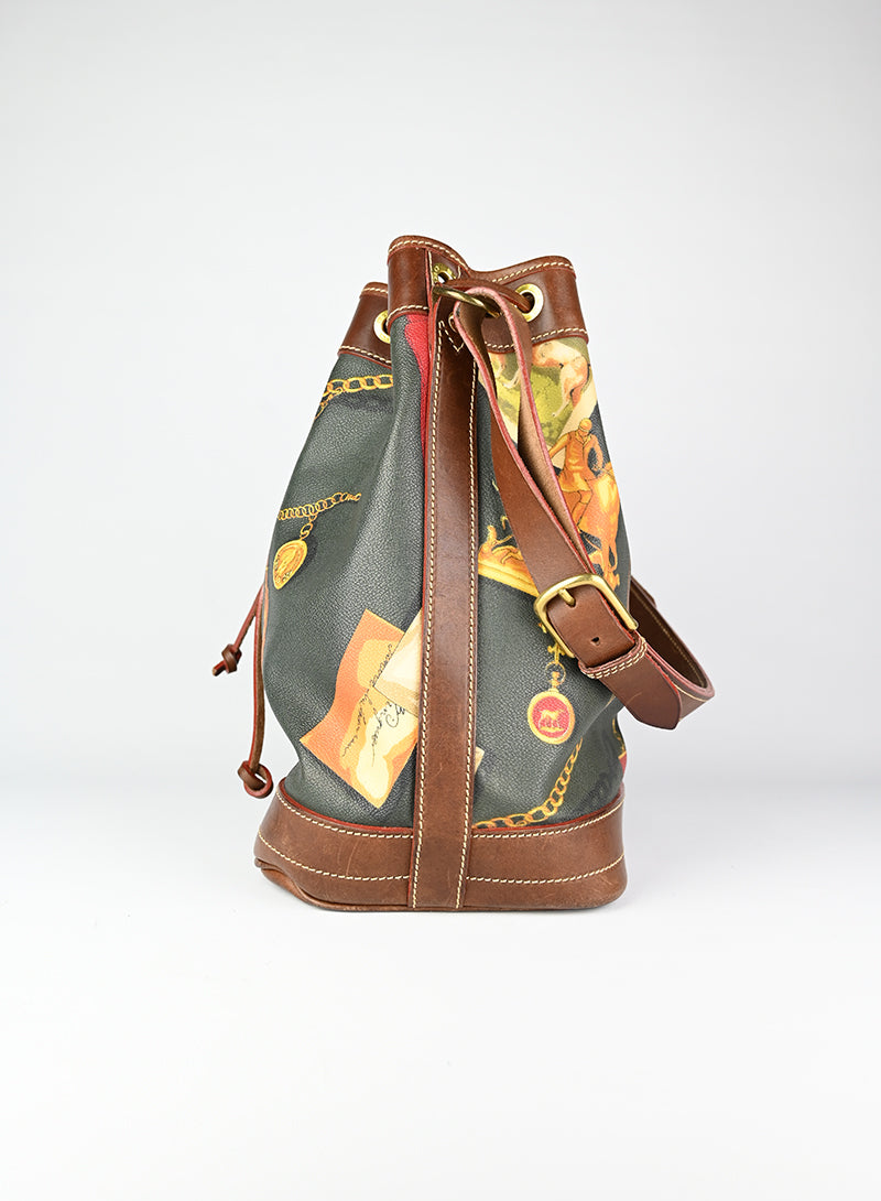 Etro Green Floral Bucket Bag for Women - Stylish Leather Shoulder Handbag - Perfect for Travel, Shopping & Everyday Use