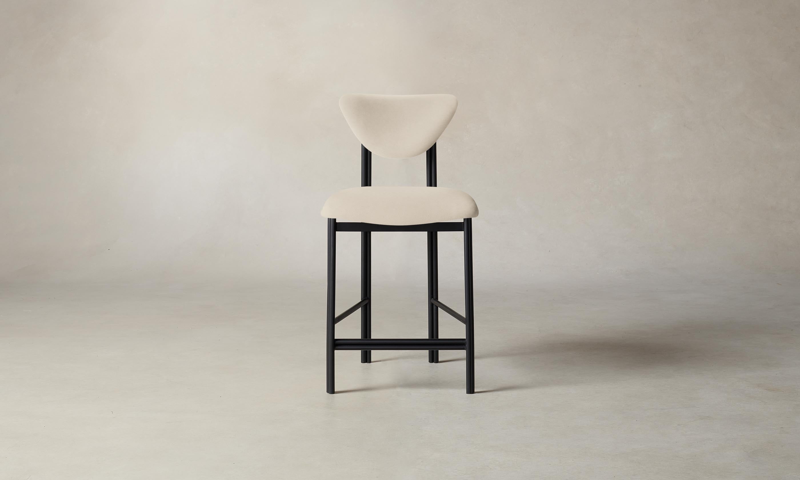 Premium Pebbled Leather Counter Stool with Stone Base - Modern Bar Stool for Kitchen Island, Breakfast Nook & Home Bar Seating