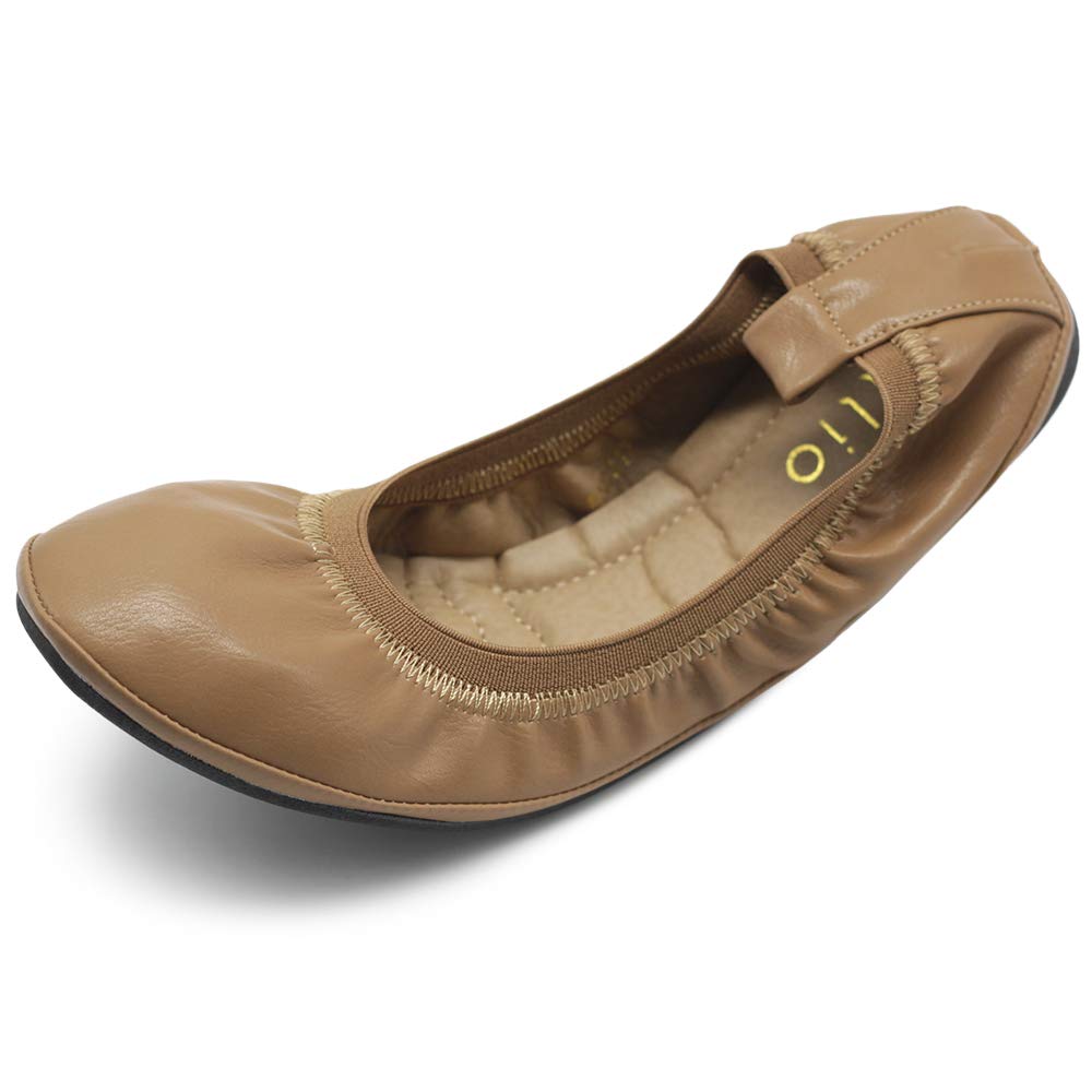 Ollio Women's Comfort Ballet Flats with Shoe Collar Pull Tab - Slip-On Casual Shoes for Work, Travel & Everyday Wear