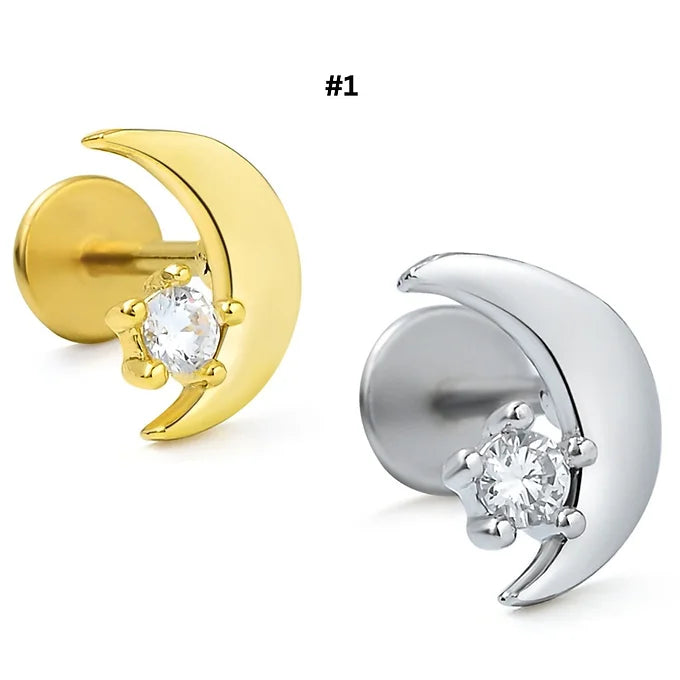 20G Surgical Steel Cartilage Earrings - Star & Moon Studs for Helix, Tragus, Conch Piercing | Hypoallergenic Body Jewelry for Women & Men | Perfect for Everyday Wear & Special Occasions