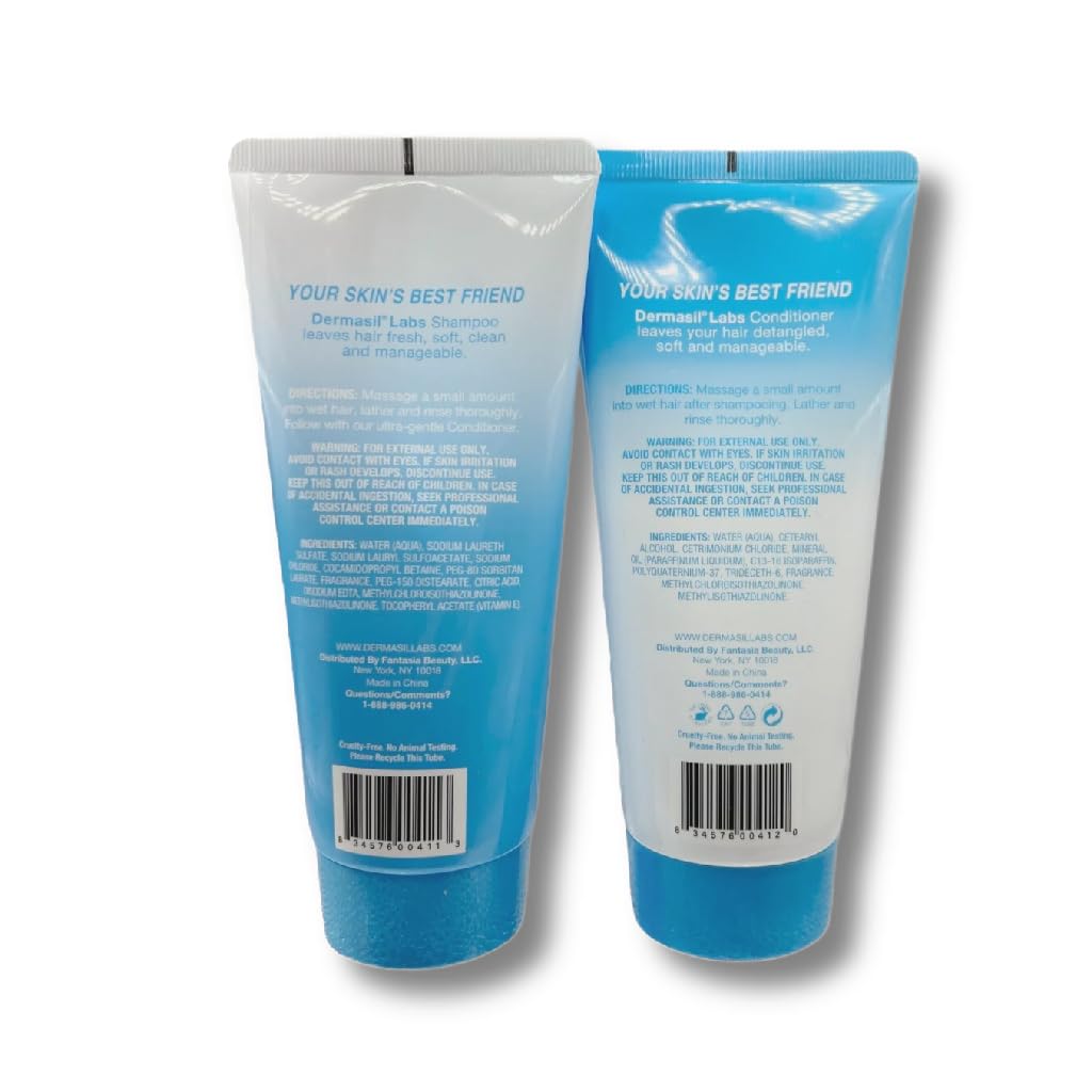 Ultra-Gentle Hypoallergenic Shampoo and Conditioner Set for Sensitive Scalp - Paraben Free, Sulfate Free, Cruelty Free - 6oz x 2 Pack (Blue) - Soothes Itching & Dryness for Daily Hair Care