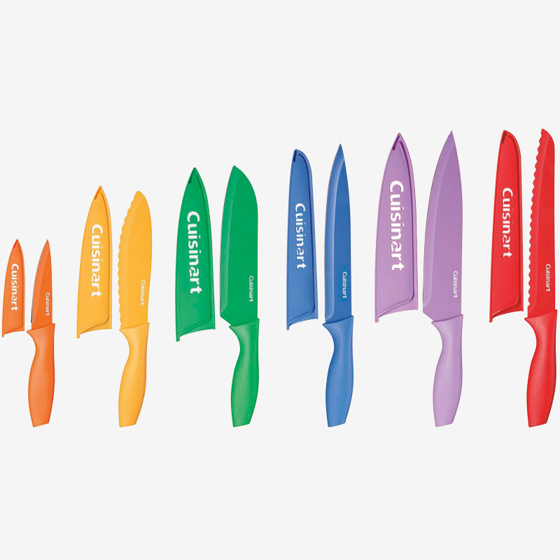 Premium CUISINART 12-Piece Color Knife Set - Stainless Steel Kitchen Knives with Protective Sheath - Perfect for Home Cooking, Professional Chefs & Gift Giving