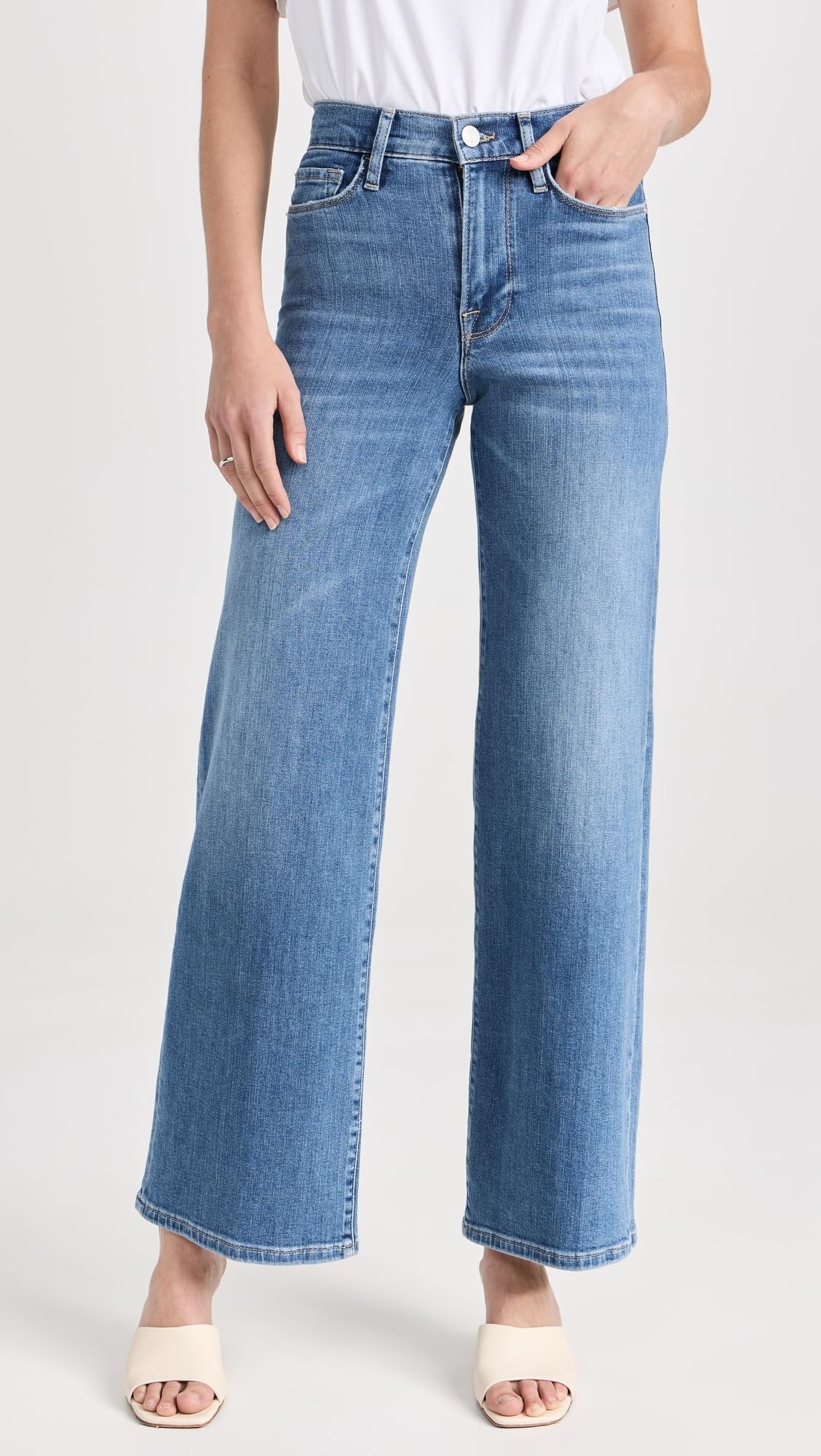 FRAME Women's Le Slim Palazzo Jeans - High Waist Stretch Denim Pants for Casual & Office Wear | Perfect for Work, Date Night & Everyday Outfits