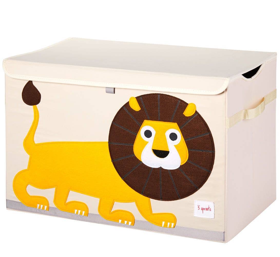 Wooden Lion Toy Storage Chest - Kids Room Organizer for Toys, Books & Clothes | Nursery Decor & Playroom Organization Solution