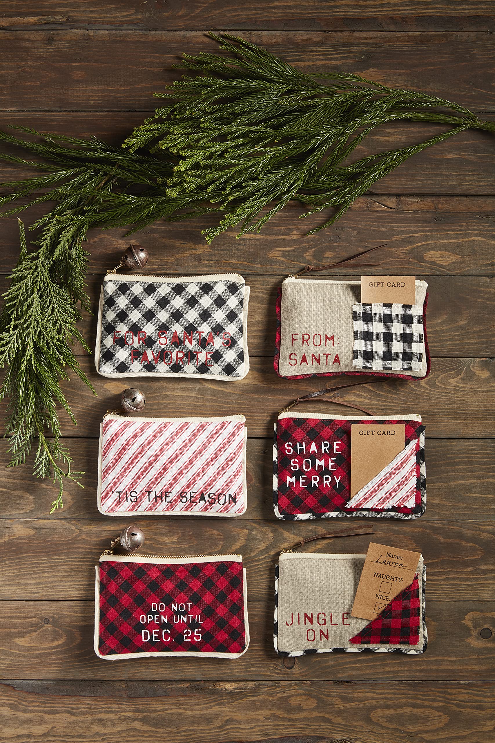 Christmas Card and Check Gift Pouch Set - 4