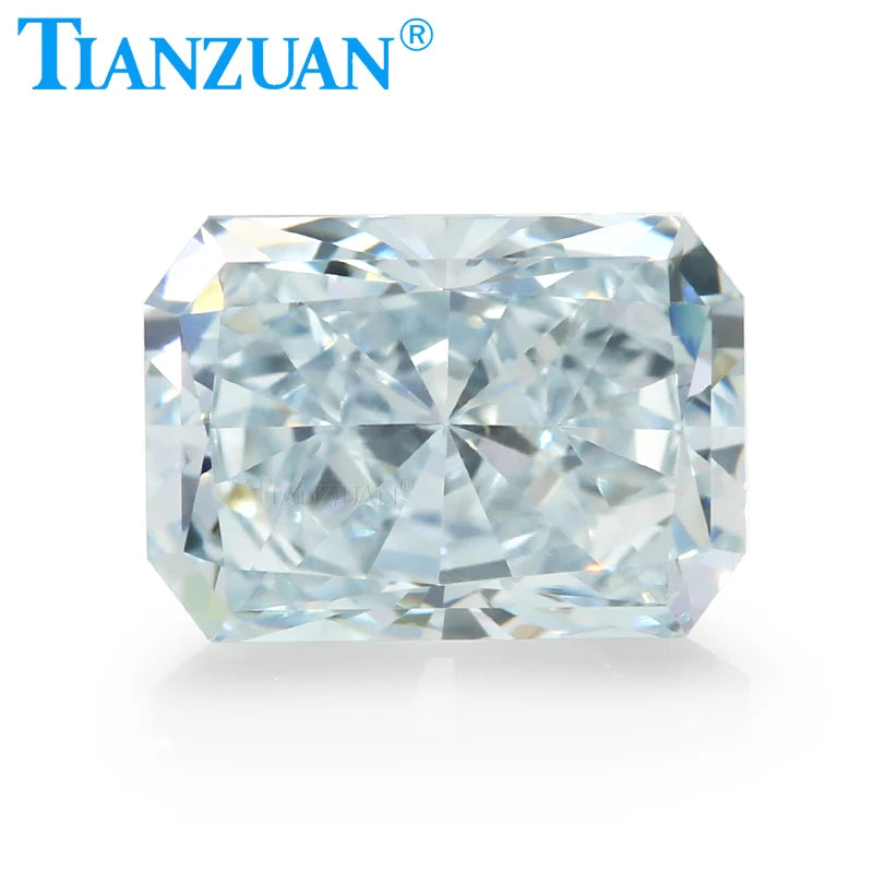 HPHT Lab Grown Radiant Cut Fancy Light Blue Diamond - VVS1 Clarity, 2EX Cut, GEMID Certified Loose Gemstone for Engagement Rings & Jewelry Making