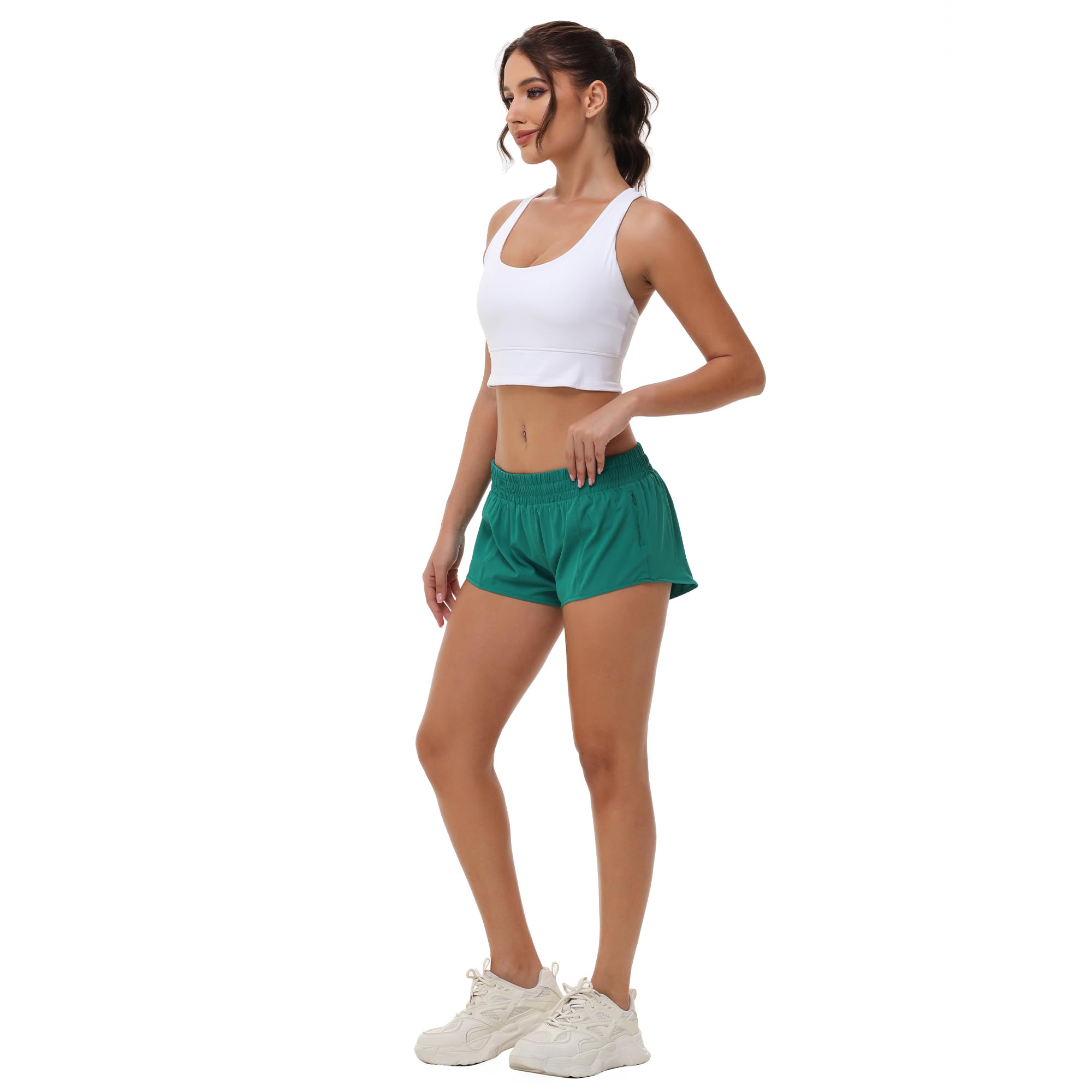 Aurefin Women's Lightweight Athletic Shorts - Quick Dry Running Shorts with Zip Pocket & Liner for Gym, Workout, Yoga & Outdoor Activities